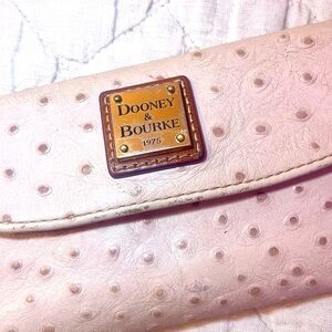 Dooney & Bourke leather snap fold ostrich Pink wallet Clutch purse